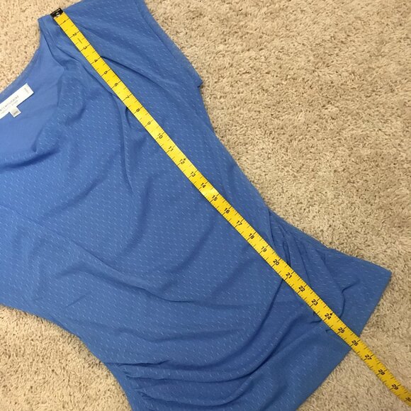 Periwinkle Blue Draping Double Layered Mesh Top - Picture 10 of 11